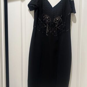 Karen Millen Black Midi Dress with Beads Details